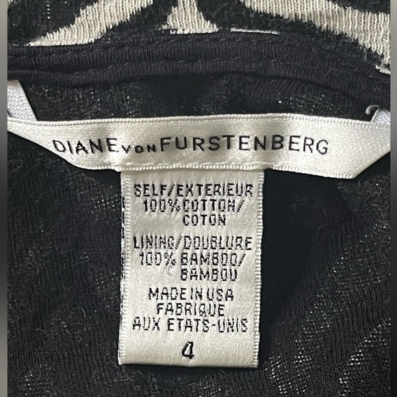 Vintage Diane Von Furstenberg Black & White Mini Dress with Zebra Print Sz 4 - Picture 5 of 8